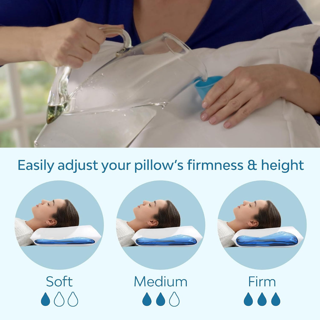 TheWaterPillowbyMediflow Mediflow Cooling Gel Memory Foam Water Pillow - Adjustable Pillow for Neck, Pillow for Side, Back, and Stomach Sl…