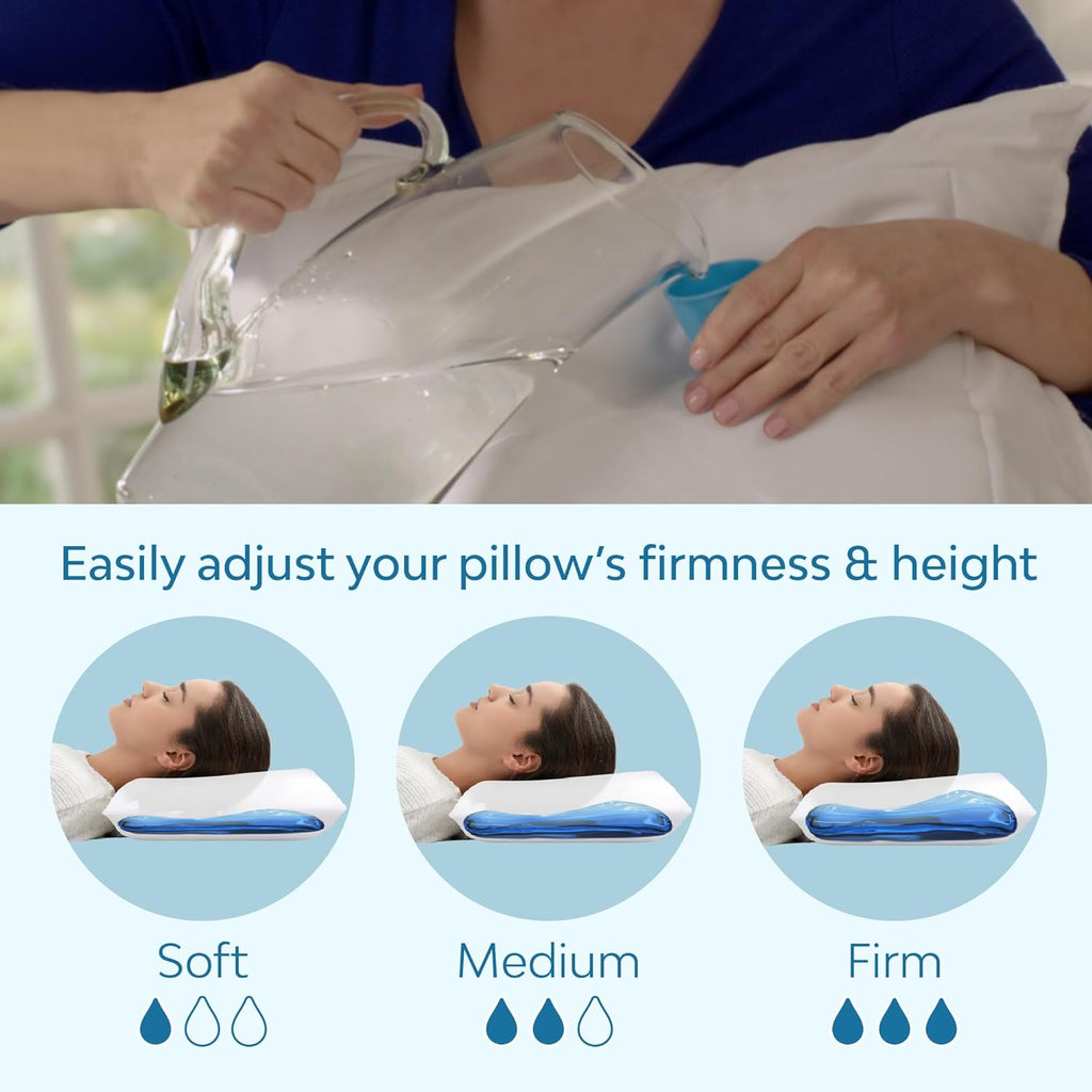 TheWaterPillowbyMediflow Mediflow Cooling Gel Memory Foam Water Pillow - Adjustable Pillow for Neck, Pillow for Side, Back, and Stomach Sl…