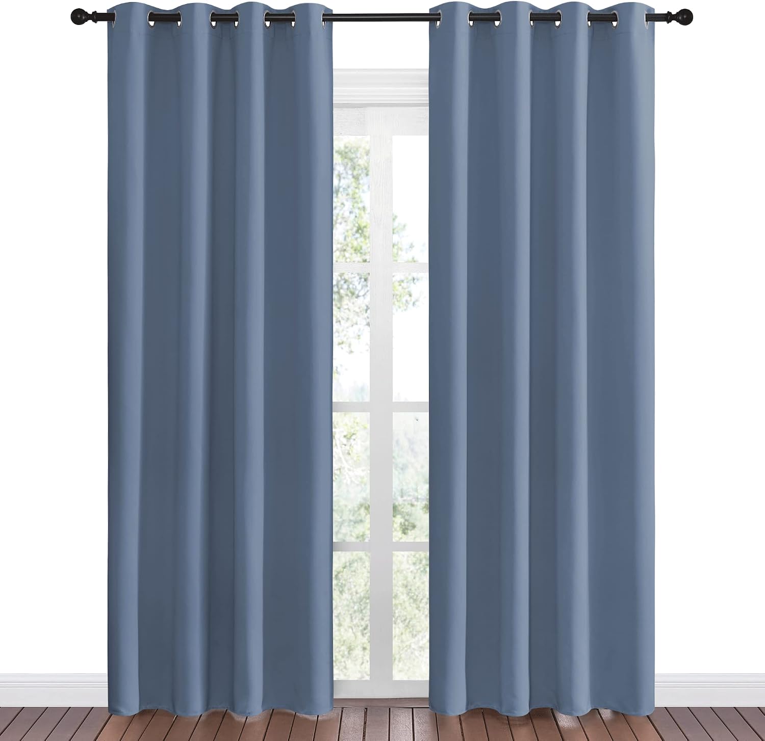 Nicetown Stone Blue Room Darkening Curtain Panels 86" Length for Bedroom Living Room, Thermal Insulated Blackout Draperies for Home Decorat…