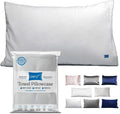 DryZzz Waterproof Pillow Covers | Double Sided Towel Pillowcase for Wet & Dry Hair | Waterproof Pillow Protector Cooling Case 29"x19" White…