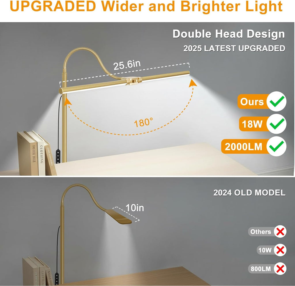 Gold Floor Lamp, 18W/2000LM Bright LED Floor Lamp for Living Room Office, Adjustable Gooseneck Dimmable Standing Task Lamp for Reading…