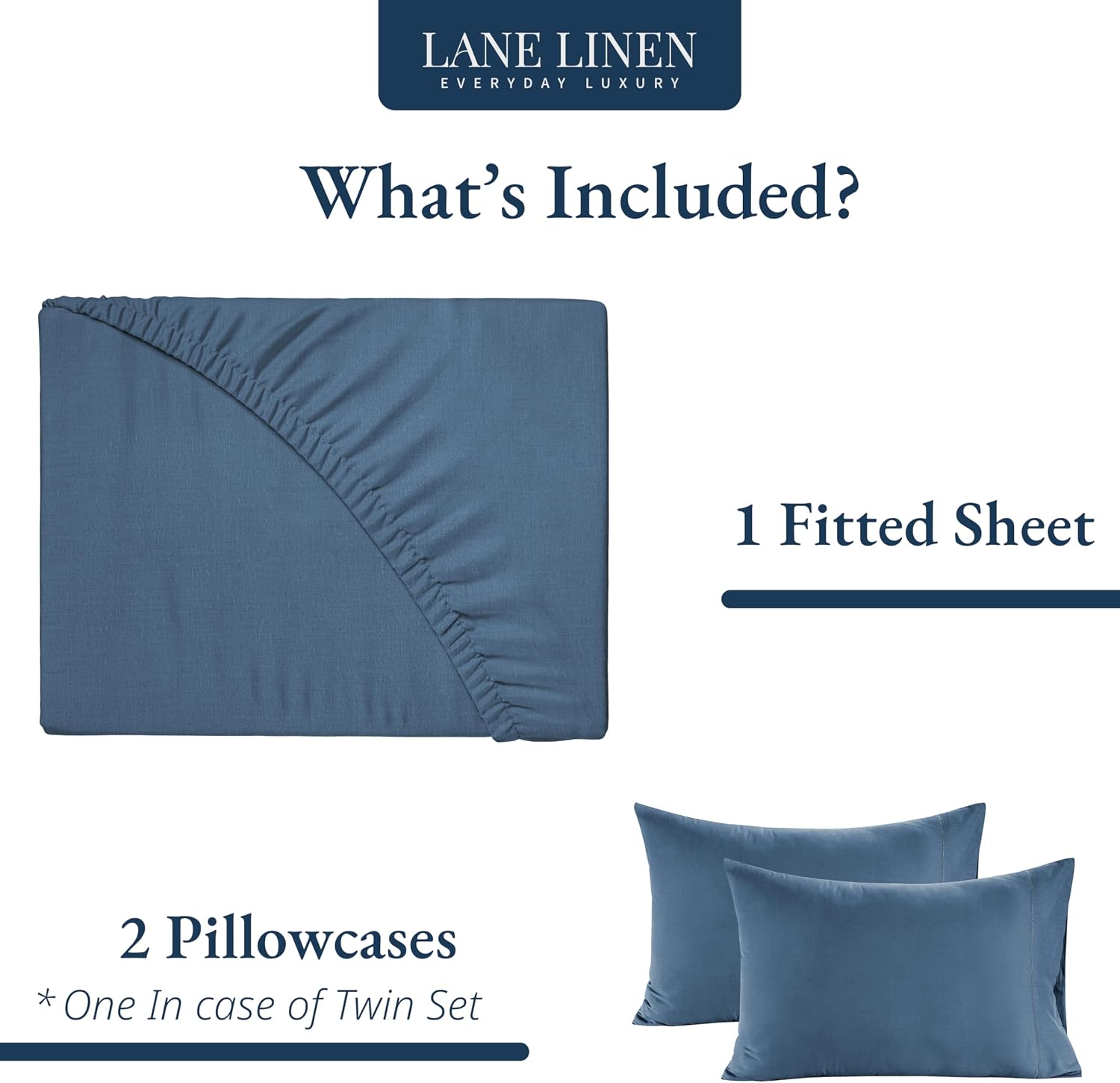 LANE LINEN Fitted Sheet King Size, 100% Organic Cotton, 3-Piece Set (1 Fitted Sheet,2 Pillowcases), Percale Weave, Ultra Soft…