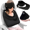 3-in-1 Airplane Sleep Support System - Integrated Plane Sleeping Accessories with Memory Foam Long Haul Flight Pillow, Adjustable Travel…