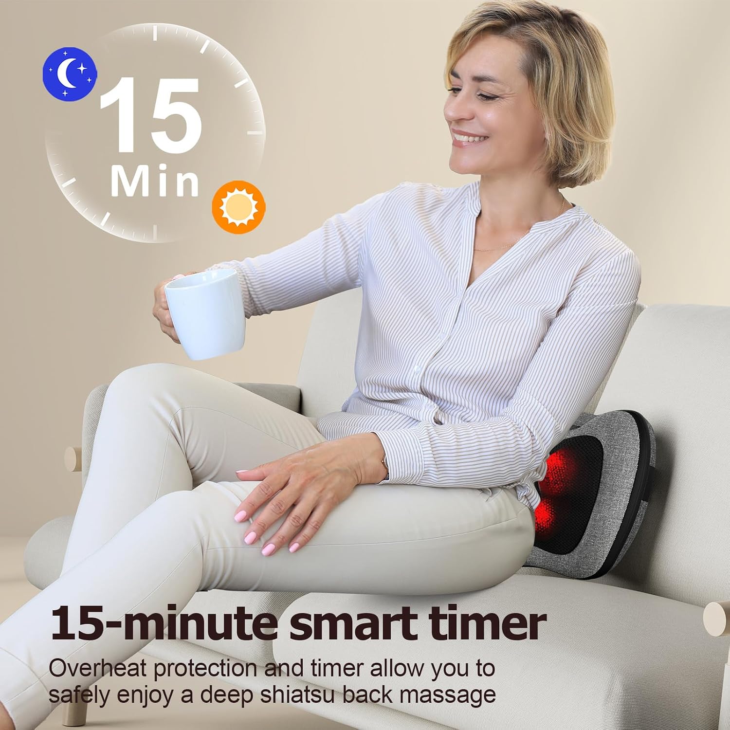 Viktorjurgen VIKTOR JURGEN Shiatsu Back Massager with Heat – Deep Tissue Massage for Neck, Shoulder, Leg, Upper & Lower Back, Electric Kne…