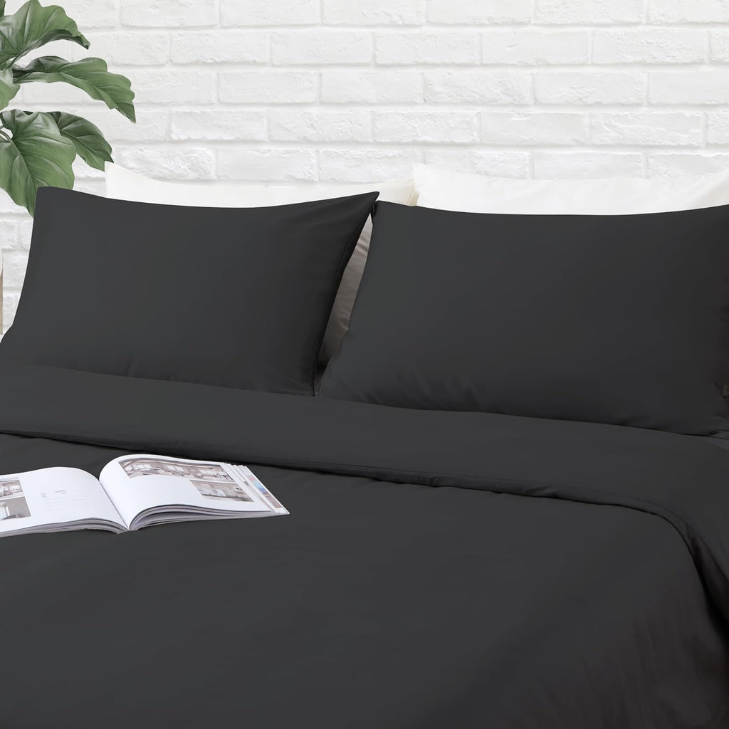 ZaizaiHome Standard Pillow Protector Set of 2, 100% Egyptian Cotton Pillow Cases with Zipper 400 Thread Count Sateen Weave Cotton Black Pil…