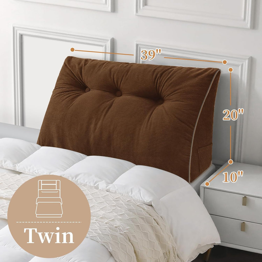 Sasttie Headboard Pillow Twin/Twin XL, Wedge Pillow Headboard for Dorm, Triangular Daybed Backrest Cushion for Sitting or Reading in Bed, w…
