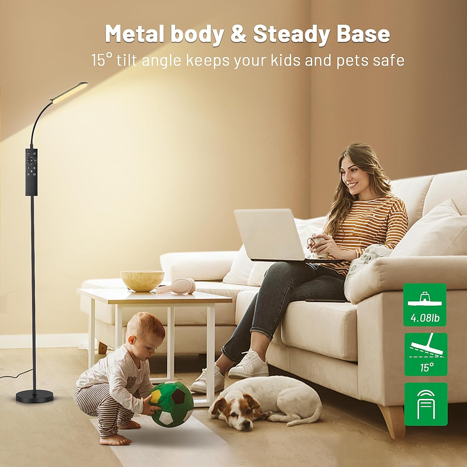 Yikuneng Dimmable LED Floor Lamp, Super Bright Reading Lamps Floor Standing lamp with Remote & Touch Control, Stepless Dimming &…