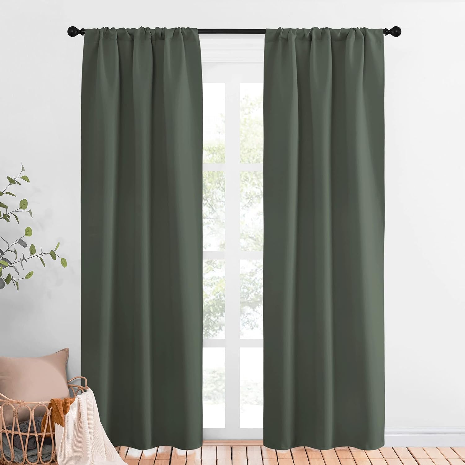 NICETOWN Bedroom Curtains Blackout Draperies - All Season Thermal Insulated Solid Rod Pocket Top Blackout Curtains/Drapes for Kid's Room…