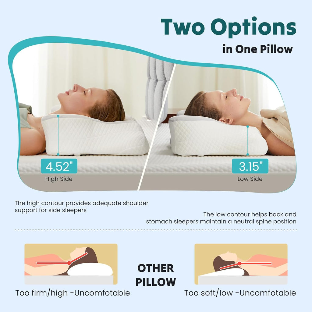 Sweetcrispy 2 Pack Cooling Ergonomic Memory Foam Cervical Pillow for Neck and Shoulder, Orthopedic Neck Support for Back Stomach…