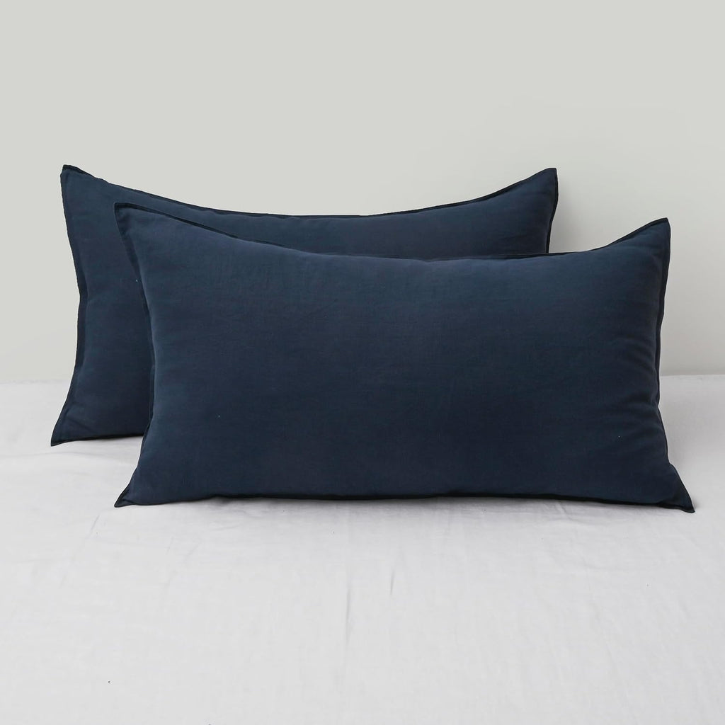Chuffed Linen Pillowcases 2 Pack 100% Linen Standard Pillow Cases, Breathable and Cooling Washed Pillowshams with Zipper Closure, 20x36 Inc…