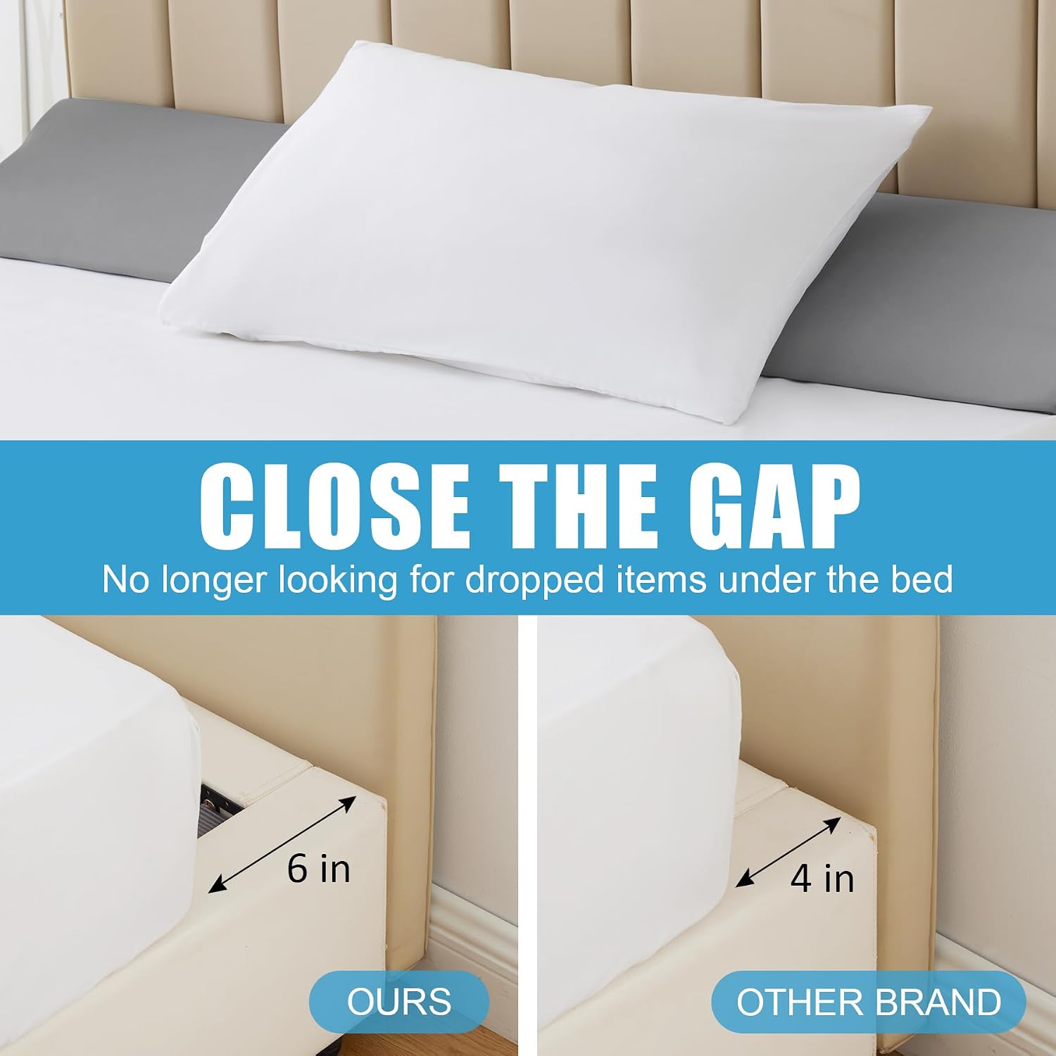 MEGCXIT Queen Bed Wedge Pillow for Headboard, 60"x10"x6", Bed Gap Filler Queen, Headboard Pillow, Pillow Wedge for Headboard Gap…