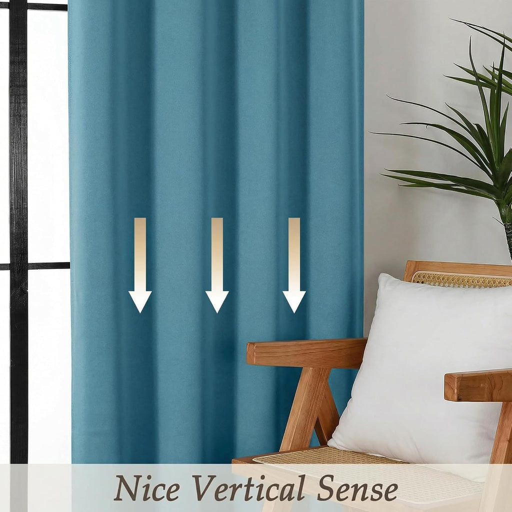 Gwine Turquoise Blackout Curtains for Bedroom 63 Inches Long - Thermal Insulated Noise Reducing Window Curtain Panels, Solid Room…