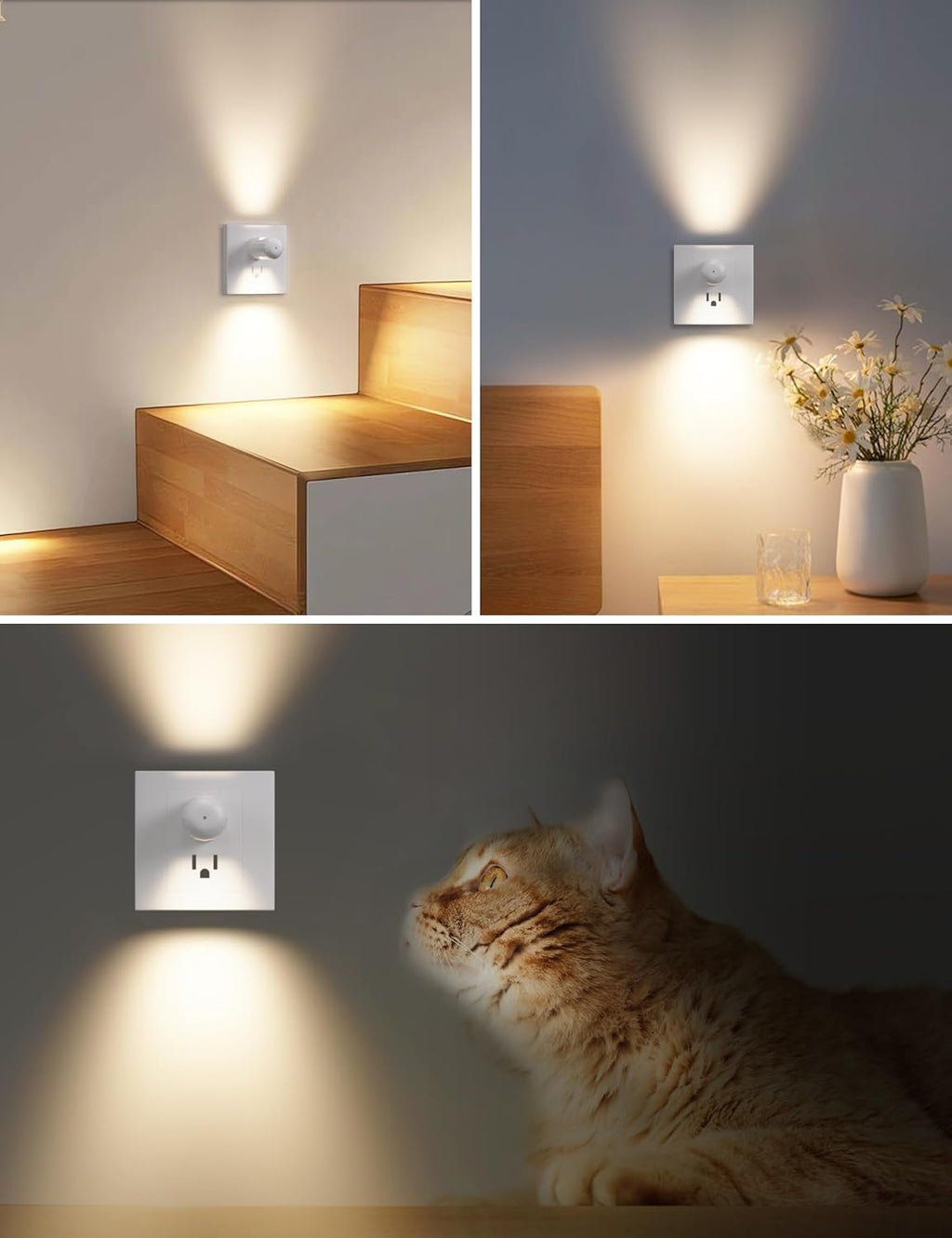 GEPLAD 6-Pack LED Night Light Plug-in Wall Outlet Light,2700K Warm White, Ambient Lighting for Bedroom, Bathroom, Nursery, Hallway, Kitchen