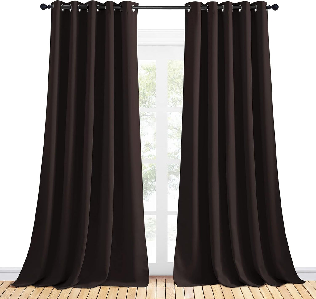 NICETOWN Blackout Curtain Panels for Bedroom, 2 Panels, W70 x L95-inch, Toffee Brown, Thermal Insulated Grommet Top Blackout Draperies…