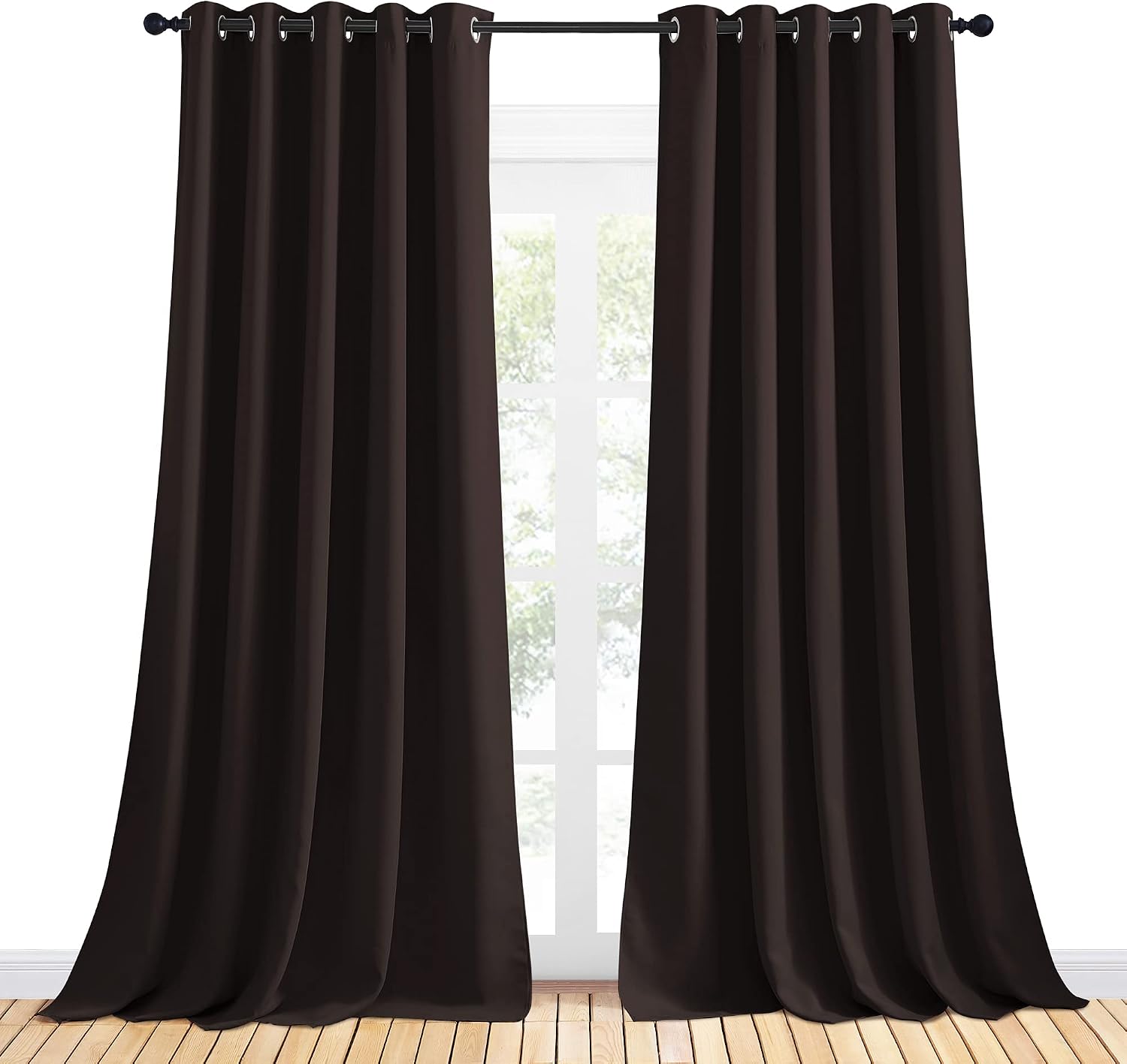 NICETOWN Blackout Curtain Panels for Bedroom, 2 Panels, W70 x L95-inch, Toffee Brown, Thermal Insulated Grommet Top Blackout Draperies…