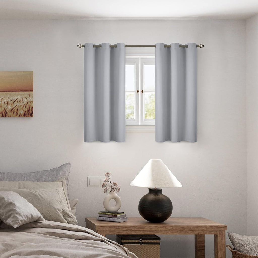 BGment Short 100% Blackout Curtains for Bedroom, Thermal Insulated Energy Efficiency Noise Reducing Grommet Curtains 54 Inch Length with Li…