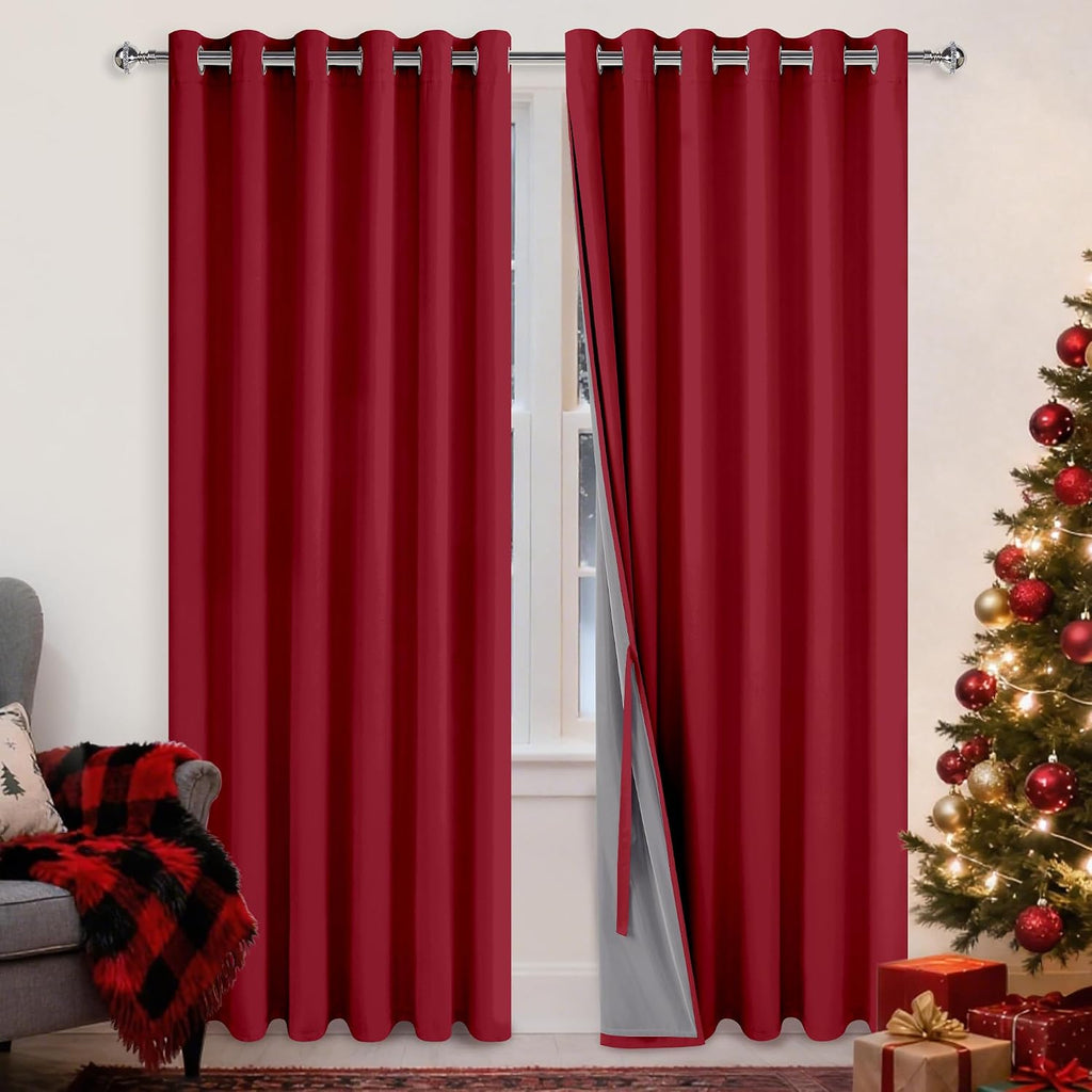 Xwzo Thermal Insulated 100% Blackout Curtains with Tiebacks, Noise Reducing Drapes with Black Lining, Full Light Blocking Drapery Panels wi…