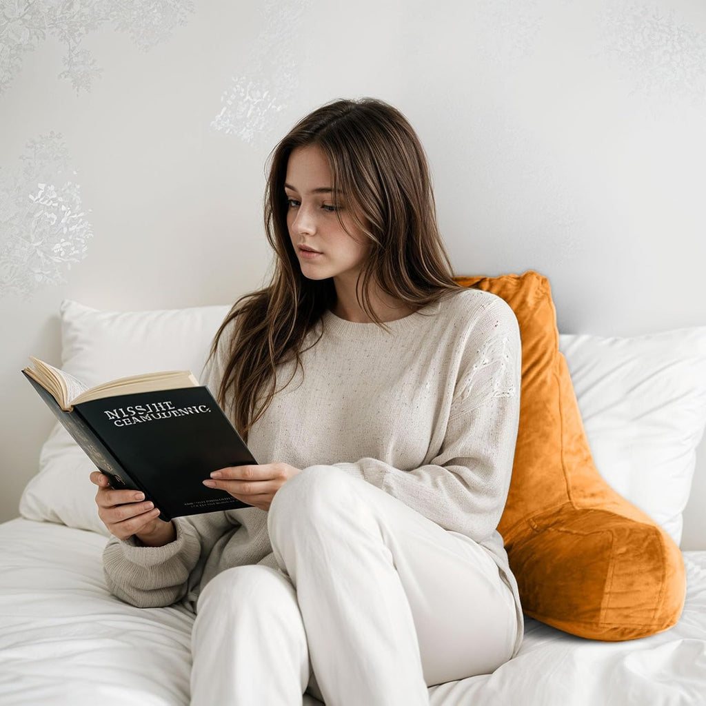 OAISZ Reading Pillow for Sitting in Bed Adult, X-Large Reading Pillow with Shredded Memory Foam, Back Pillow for Sitting Up with Extend…