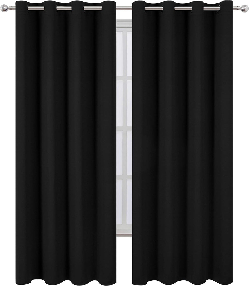 Lemomo Blackout Curtains 66 x 95 inch/Black Curtains Set of 2 Panels/Thermal Insulated Room Darkening Bedroom Curtains 95 inch Black