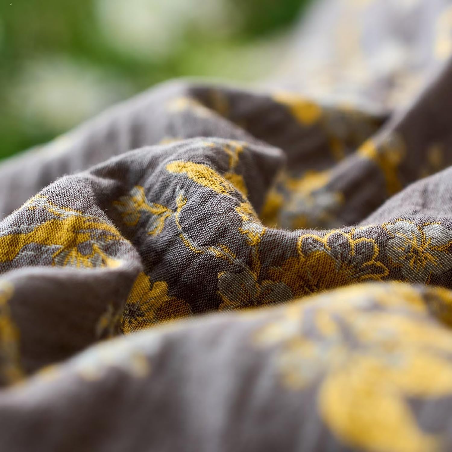 mixinni Vintage Floral Duvet Cover King Set - Gold Jacquard & Grey Reversible, 100% Yarn-Dyed Double-Layer Cotton, Breathable & Luxurious F…
