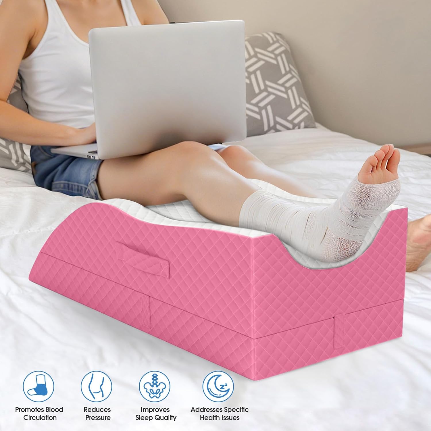 TranquilRelax TranquilRelax Leg Pillow, Leg Elevation Pillow with Pad and Memory Foam, Height Adjustable Bolster Pillow for Legs, Le…