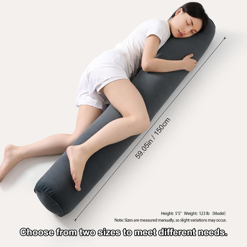 Body Pillow for Adults, Long Round Pillow, Big Cylindrical Pillow, Large Full Bolster Pillows for Side Sleepers (Charcoal Gray, 59"*7.87")
