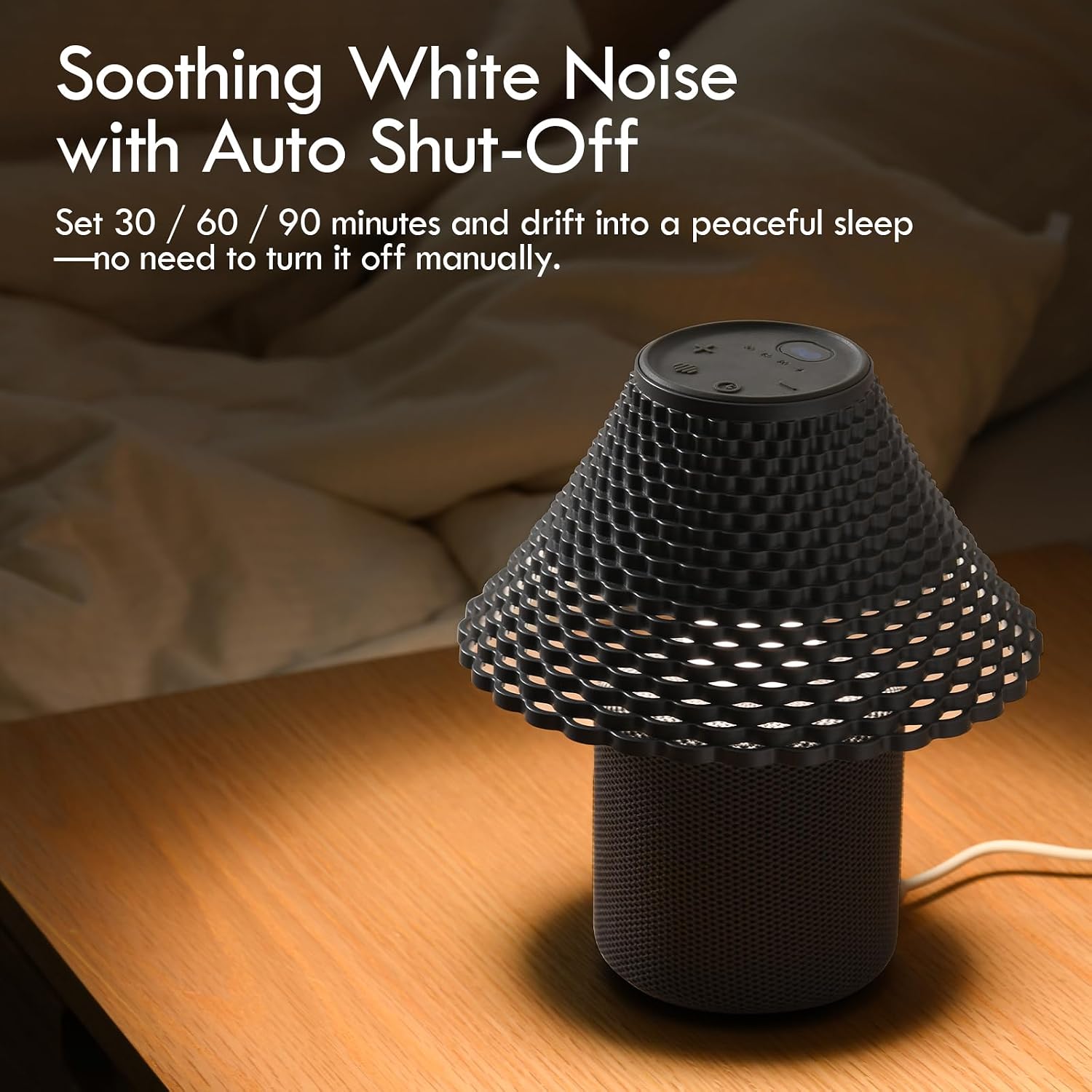 Bedside Table Lamp with White Noise Machine - 10 Soothing Sounds, Gesture Control Sensor & Dimmable Night Light - 30/60/90 Min Auto-Off…