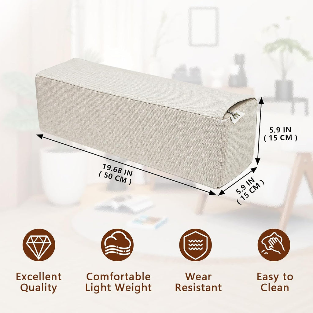 MMuteTouch 2 Pack Couch Arm Rest Pillow, 6''x6''x20'' Linen Cover, High Density Foam Armrest Cushion, Removable & Washable Elbow Support fo…