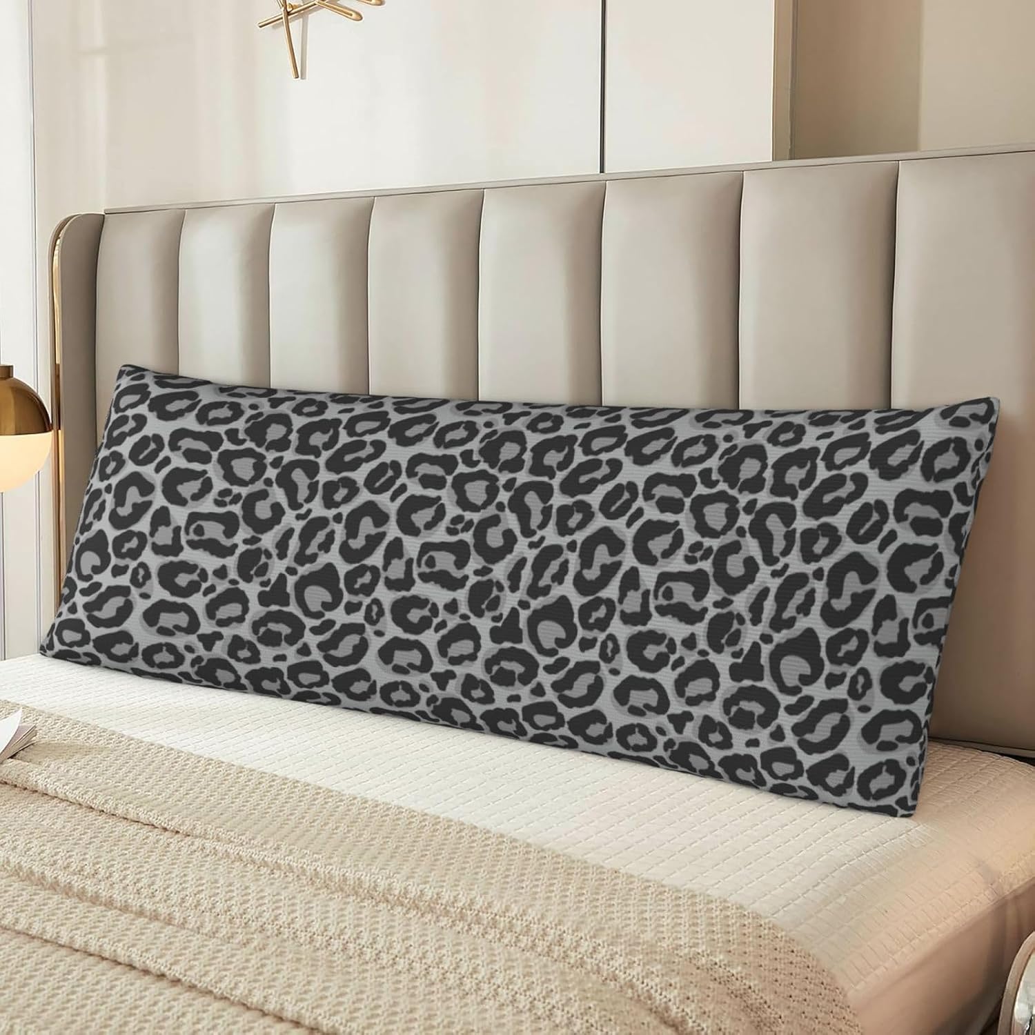 Sovvin Grey Leopard Print Body Pillow Cover Long Pillow Case with Zipper Decorative Soft Cushion Bedding Pillowcase for Couch Bedroo…