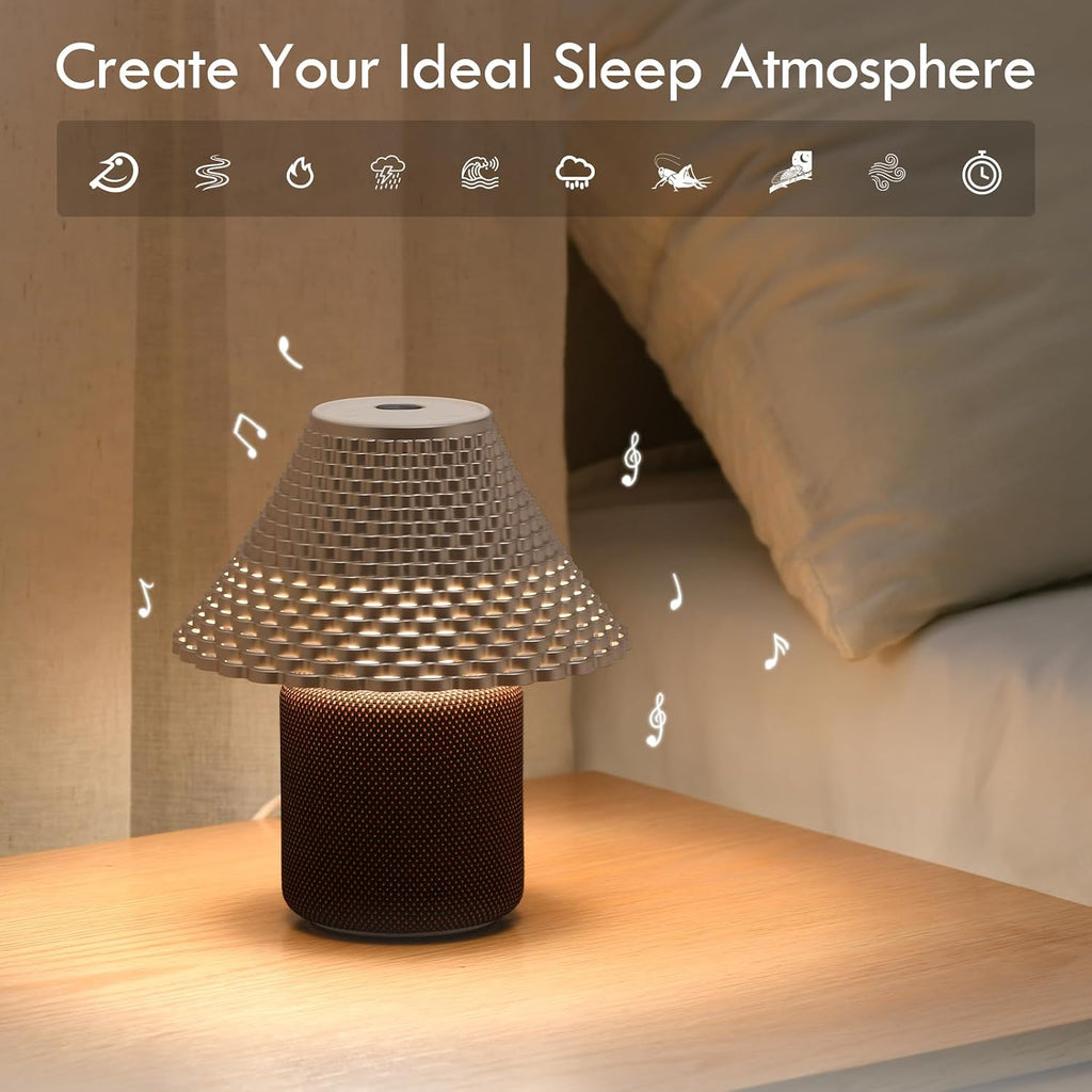Bedside Table Lamp with White Noise Machine - 10 Soothing Sounds, Gesture Control Sensor & Dimmable Night Light - 30/60/90 Min Auto-Off…