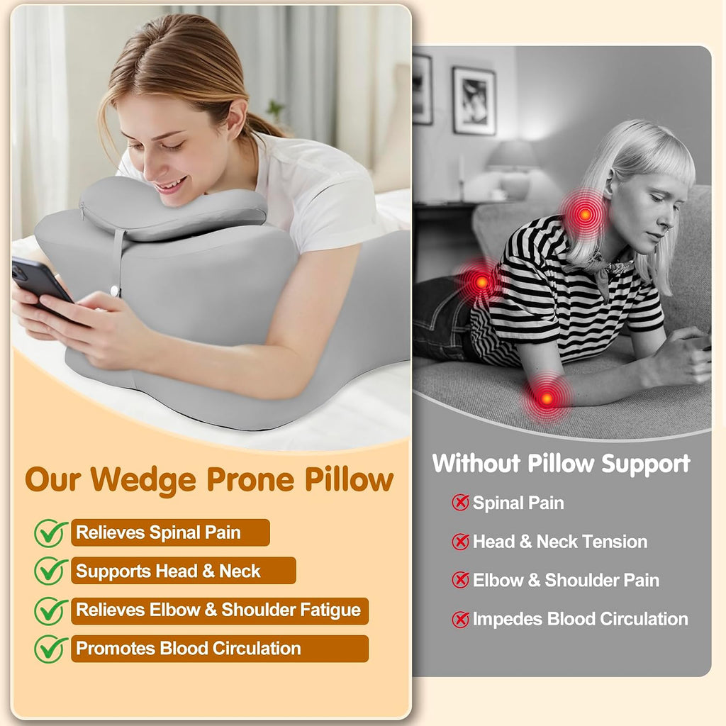 Myfamirea Memory Foam Ergonomic Wedge Pillow for Adults - Prone Pillow for Bed Sleeping, Reading, Memory Foam Ergonomic Cushion for Back Su…