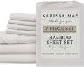 KARISSA MAE 7 Piece Pure Viscose from Bamboo Split King Size Sheet Set | 100% FSC Certified | Luxuriously Soft | Cooling | 18" Deep…