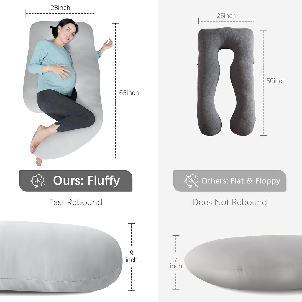 Moonpark MOON PARK Pregnancy Pillows for Sleeping - U Shaped Full Body Maternity Pillow with Removable Cover - Support for Back, Legs, Bell…