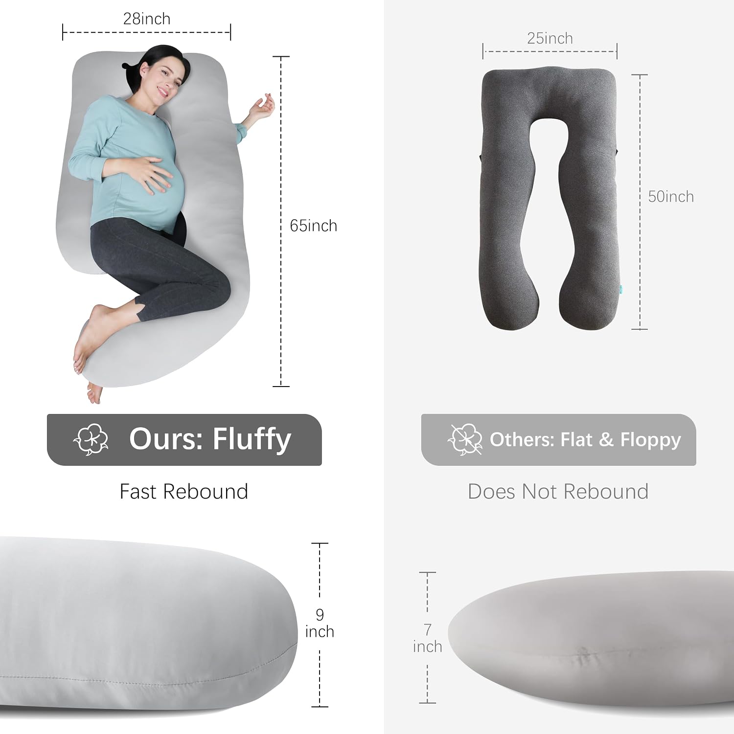 Moonpark MOON PARK Pregnancy Pillows for Sleeping - U Shaped Full Body Maternity Pillow with Removable Cover - Support for Back, Legs, Bell…