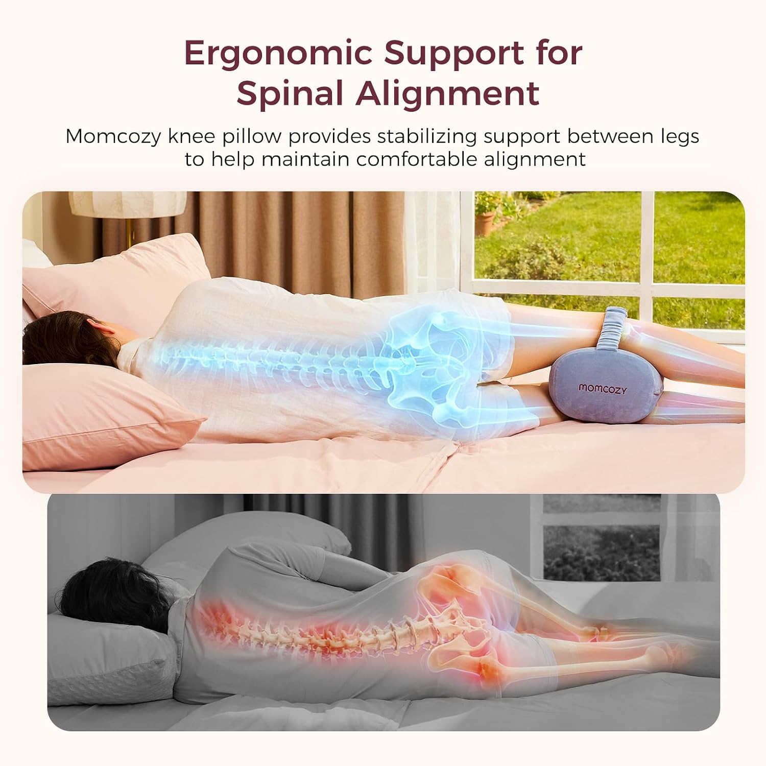 Momcozy Knee Pillow for Side Sleepers, Soft Memory Foam & Pinch-Free Design, Relieve Knee, Leg and Sciatica Pain, Adjustable Elastic Strap…