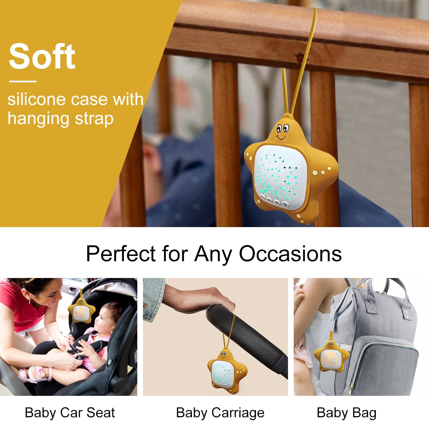 Junificent Portable White Noise Machine for Baby | Music Lullaby Sound Machine with Star Projector for Nursery, Home, Travel | Gi…