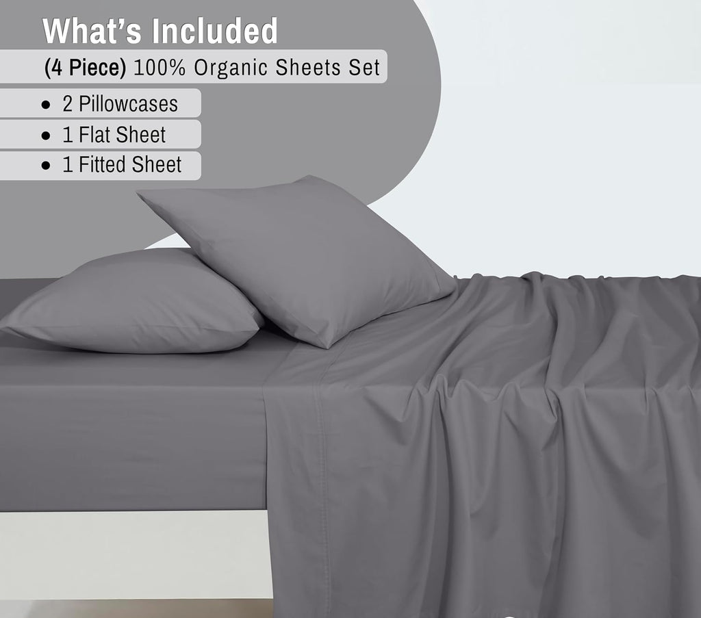 Ruvanti 100% Cotton Organic Percale Sheets Full Size – Crisp Cooling Bed Sheets for Hot Sleepers, Deep Pocket 15”, Soft Peach Finish, Breat…