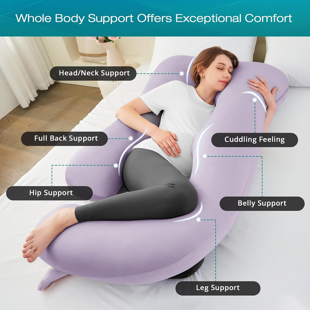 Sasttie Pregnancy Pillows for Sleeping, U Shaped Cooling Full Body Pillow with Removable Cover, Pregnant Women Must Haves, Maternity Essent…