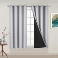 Yakamok 100% Blackout Curtains Energy Saving Thermal Insulated 2 Thick Layers Total Blackout Drapes with Black Liner for Bedroom (52Wx54L,…
