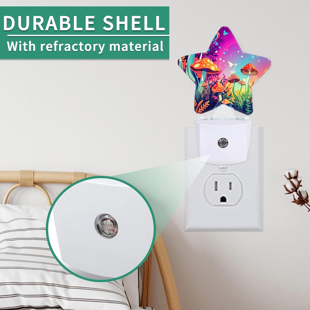 Magic Mushrooms Star Night Light Plug in, Decorative Night Light for Kids Room Nursery Bedroom, Soft Glow Sensor Lamp for Hallway…