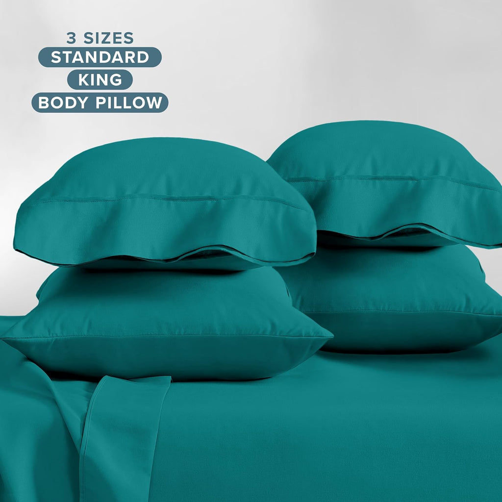 BareHome Bare Home Microfiber Bulk Pillow Cases - Standard/Queen Size Set of 4 - Cooling Pillowcases - Double Brushed - Emerald Pillowcases…