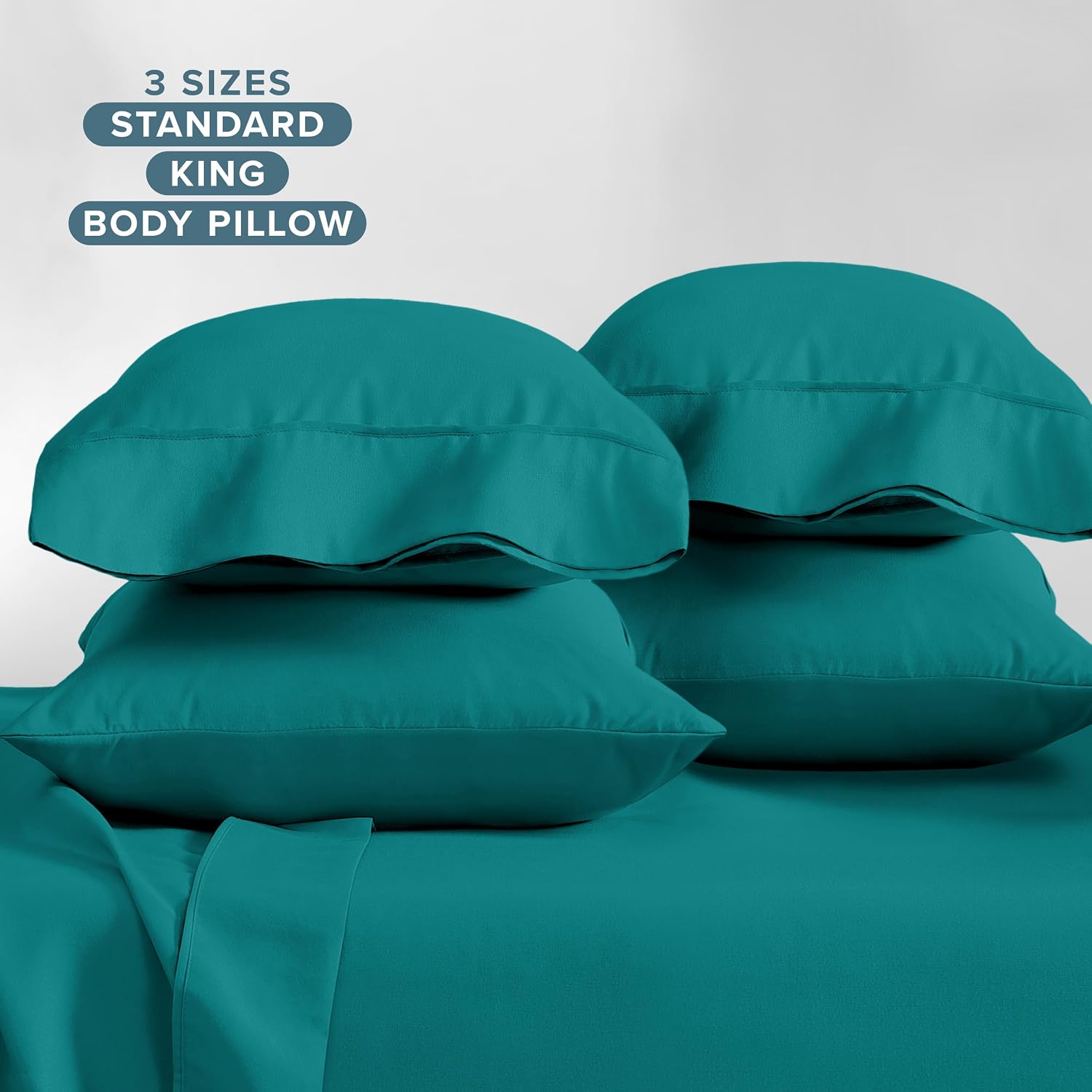 BareHome Bare Home Microfiber Bulk Pillow Cases - Standard/Queen Size Set of 4 - Cooling Pillowcases - Double Brushed - Emerald Pillowcases…