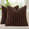 decorUhome Cozy Faux Fur Throw Pillow Covers 24x24 Set of 2 Decorative Soft Plush Striped Modern Farmhouse Boho Couch Euro Sham Pillow Case…