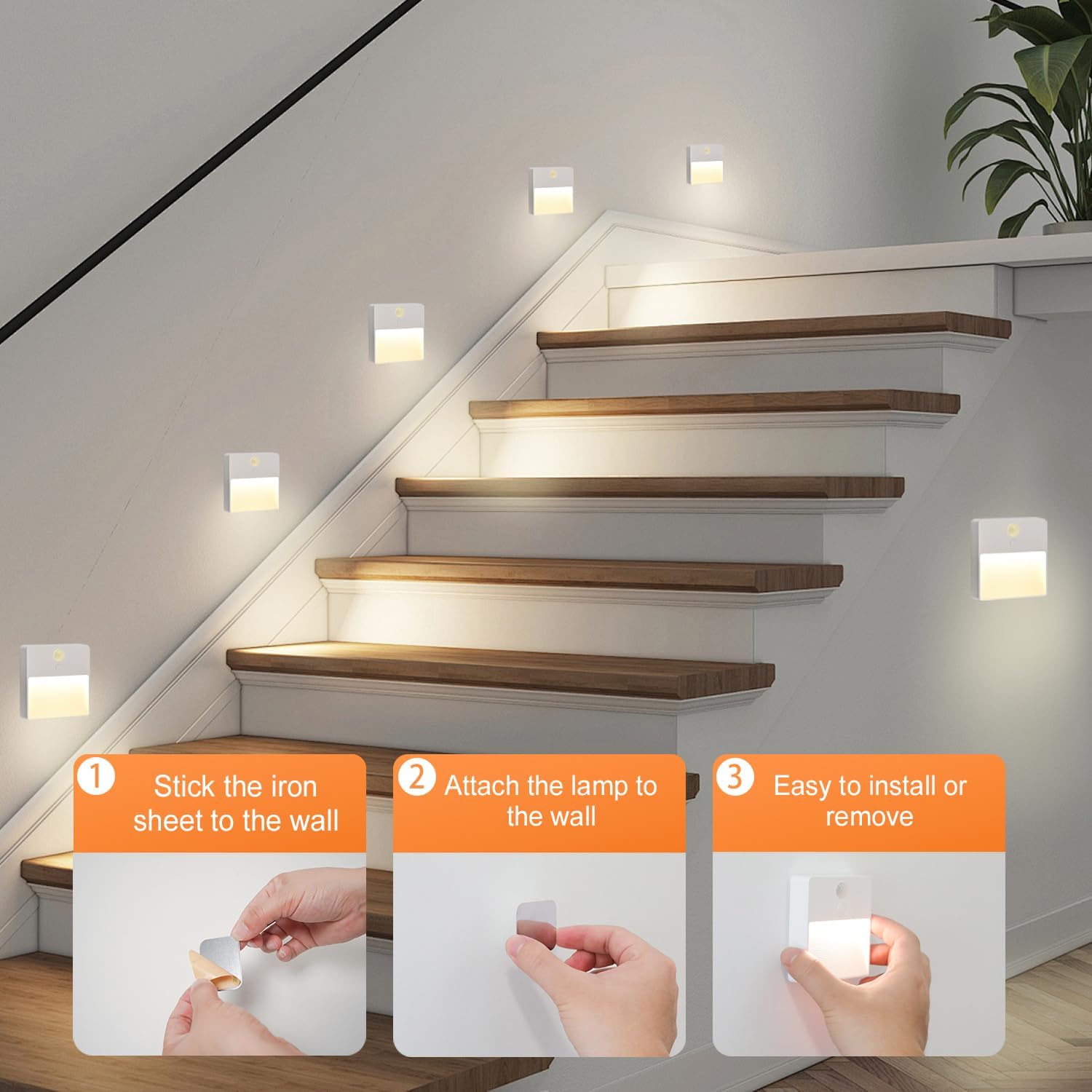 ASAWASA LED Motion Sensor Night Light, 7 Colors Rechargeable Magnetic Decor Wall Lights, Dimmable, Suitable for Bathroom hallways…