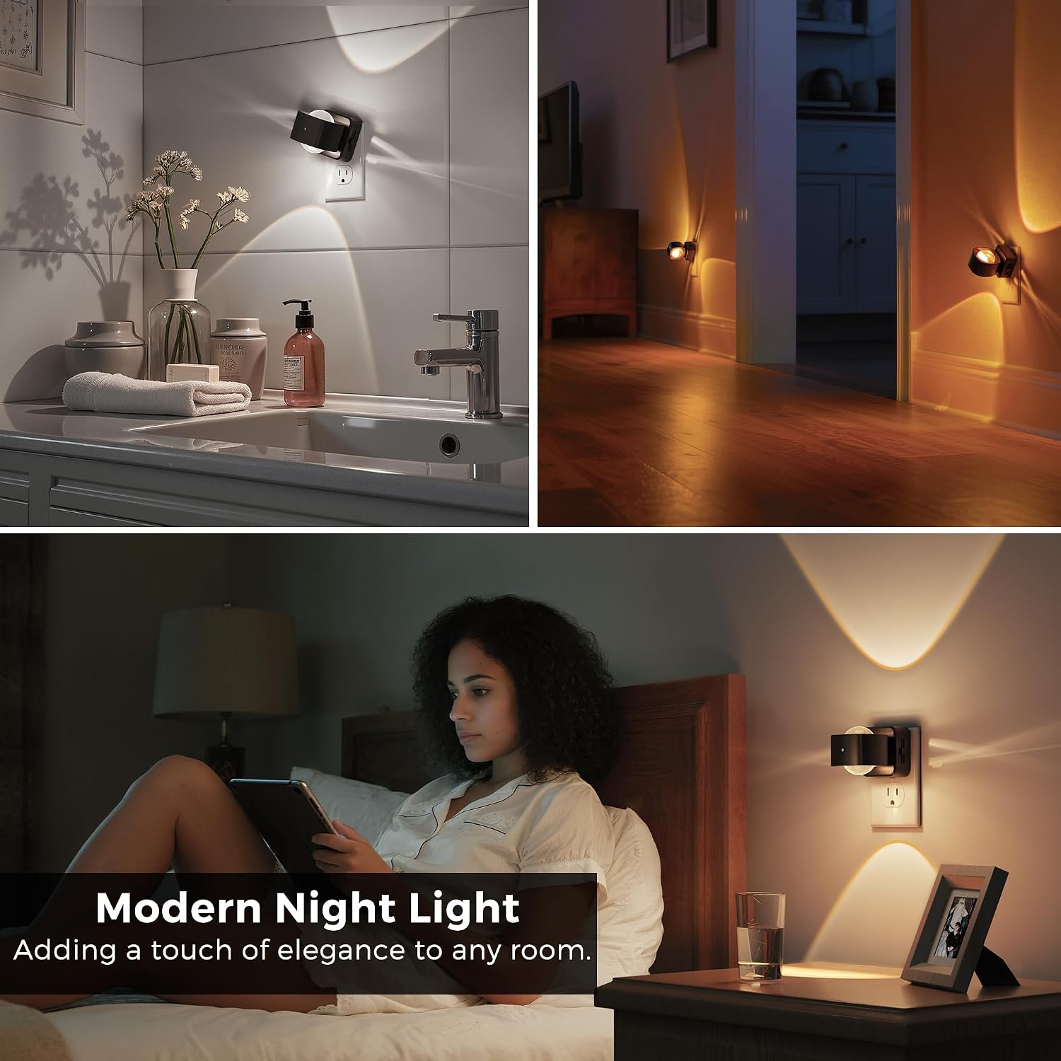 L LOHAS LED Night Light Projector, Night Lights Plug into Wall, 2000K/3000K/5000K Adjustable Color Temperature Nightlight, Rotating…