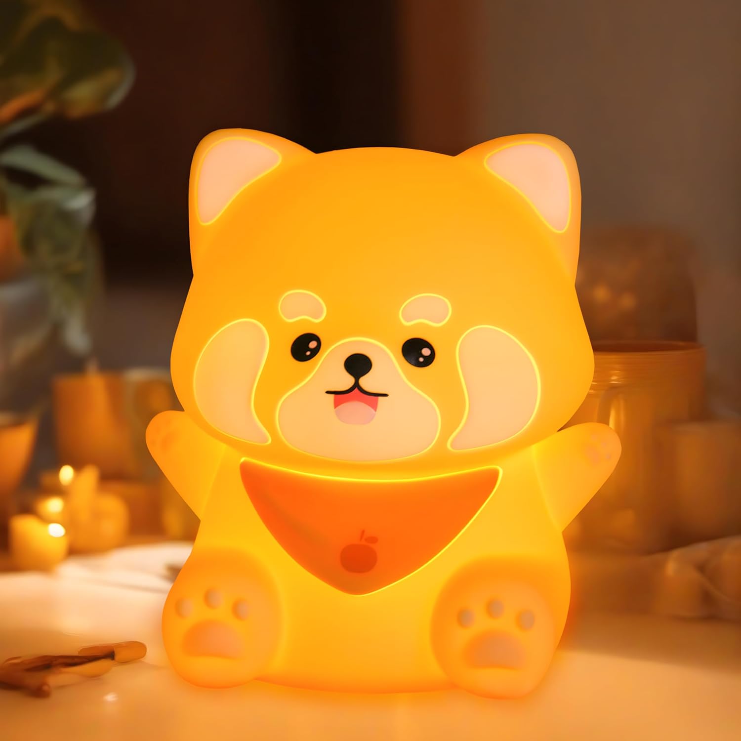 Rytinazzz Silicone Night Light for Kids, 50H Long Battery Red Panda Lamp, Cozy Gift Light for Kids, Soft Dimmable Bedside Light…