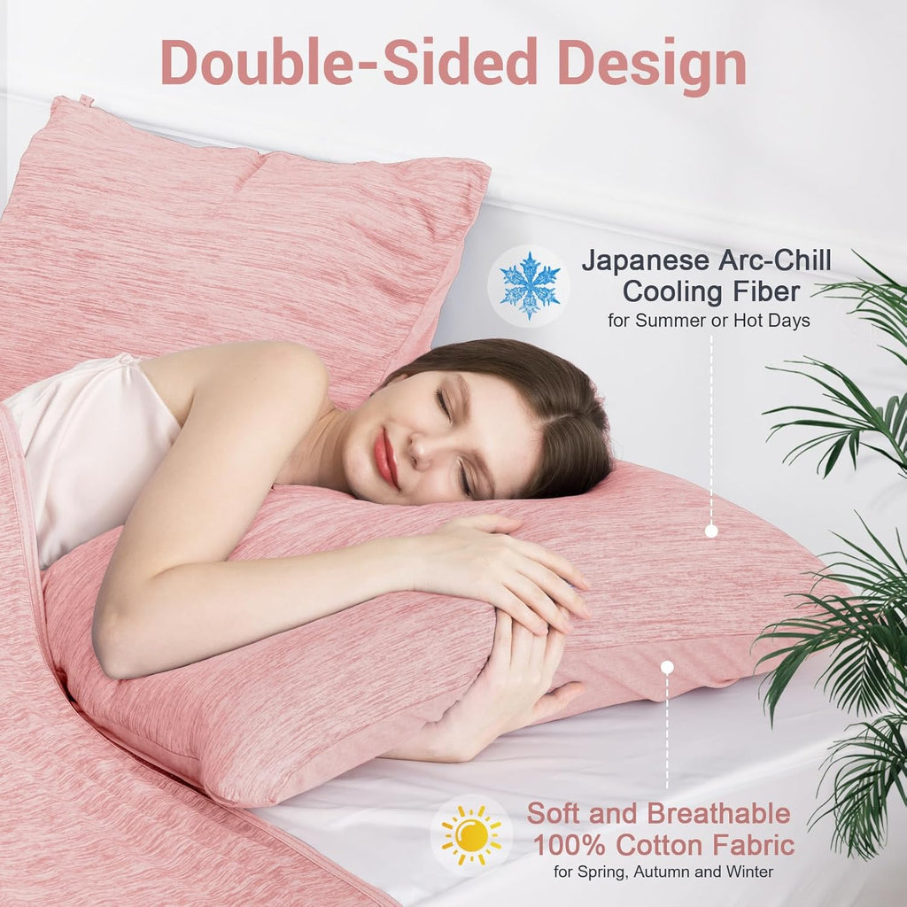 Elegear Cooling Pillow Cases for Hot Sleepers, Japanese Q-Max 0.5 Cooling Pillowcases, Both Sides(Cooling/Cotton), Breathable Soft Pillowca…