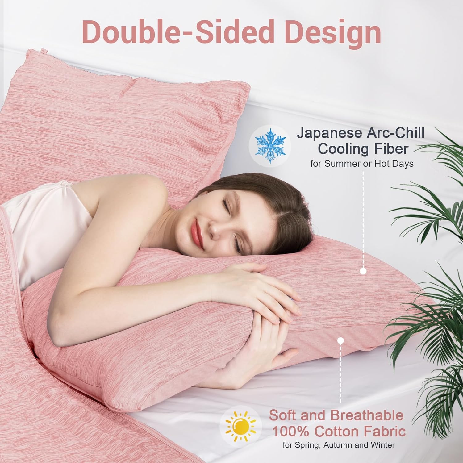 Elegear Cooling Pillow Cases for Hot Sleepers, Japanese Q-Max 0.5 Cooling Pillowcases, Both Sides(Cooling/Cotton), Breathable Soft Pillowca…