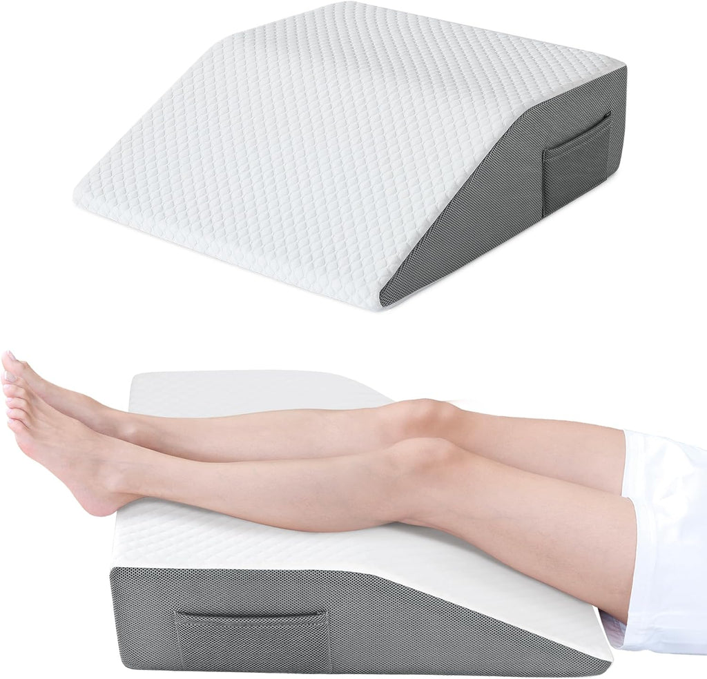 Cozymaker 6" Leg Elevation Pillows for Swelling, Cooling Gel Memory Foam Wedge Pillows for After Surgery, Sciatica Back Knee Hip Ankles, L…