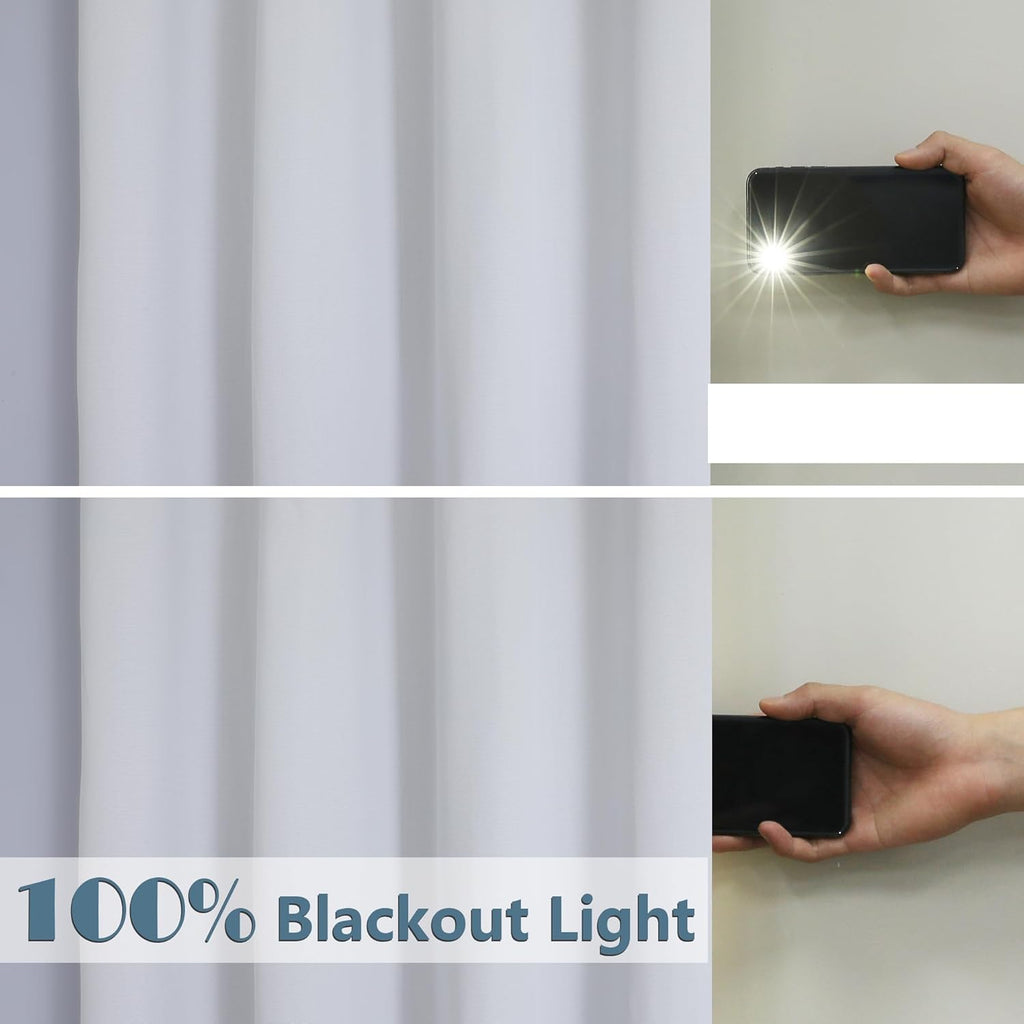 Chyhomenyc 2 Panels 100% Blackout Curtain Liners with 13 Rings, Blackout Liners for Behind Curtains for 84 Inch Curtains, Each 40Wx80L, 2…